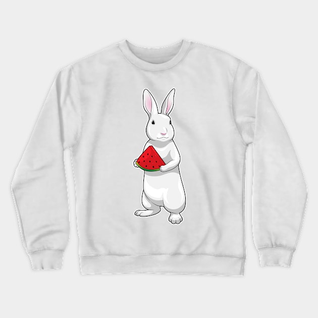 Rabbit Watermelon Crewneck Sweatshirt by Markus Schnabel